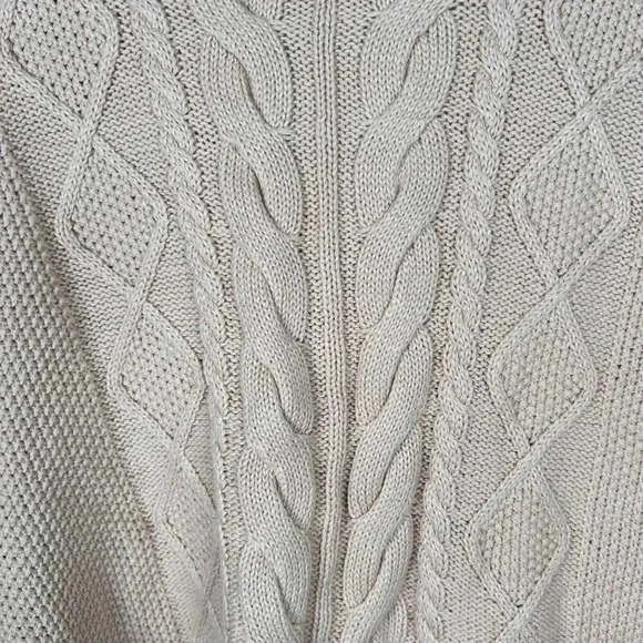 Cabi Size Large Sweater V Neck Cable Knit Cotton Neutral Preppy Streetwear - Picture 4 of 8